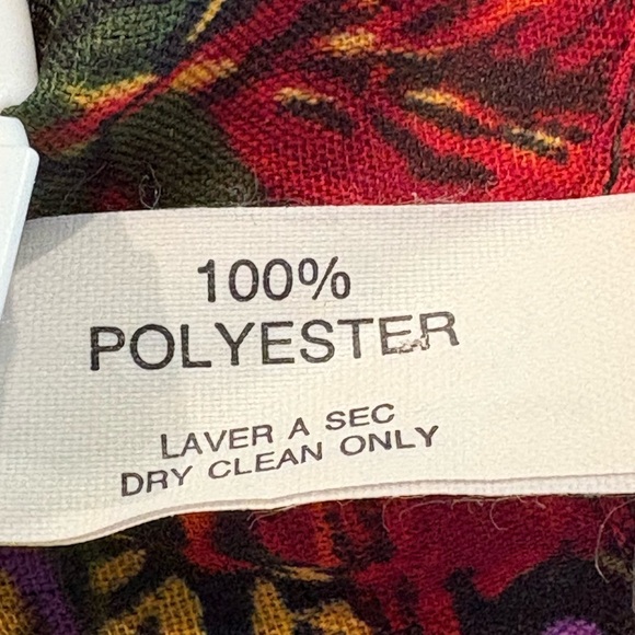 Vintage Cybèle ITALY Floral Paisley Scarf - Red Black Purple Green Polyester - Picture 3 of 8